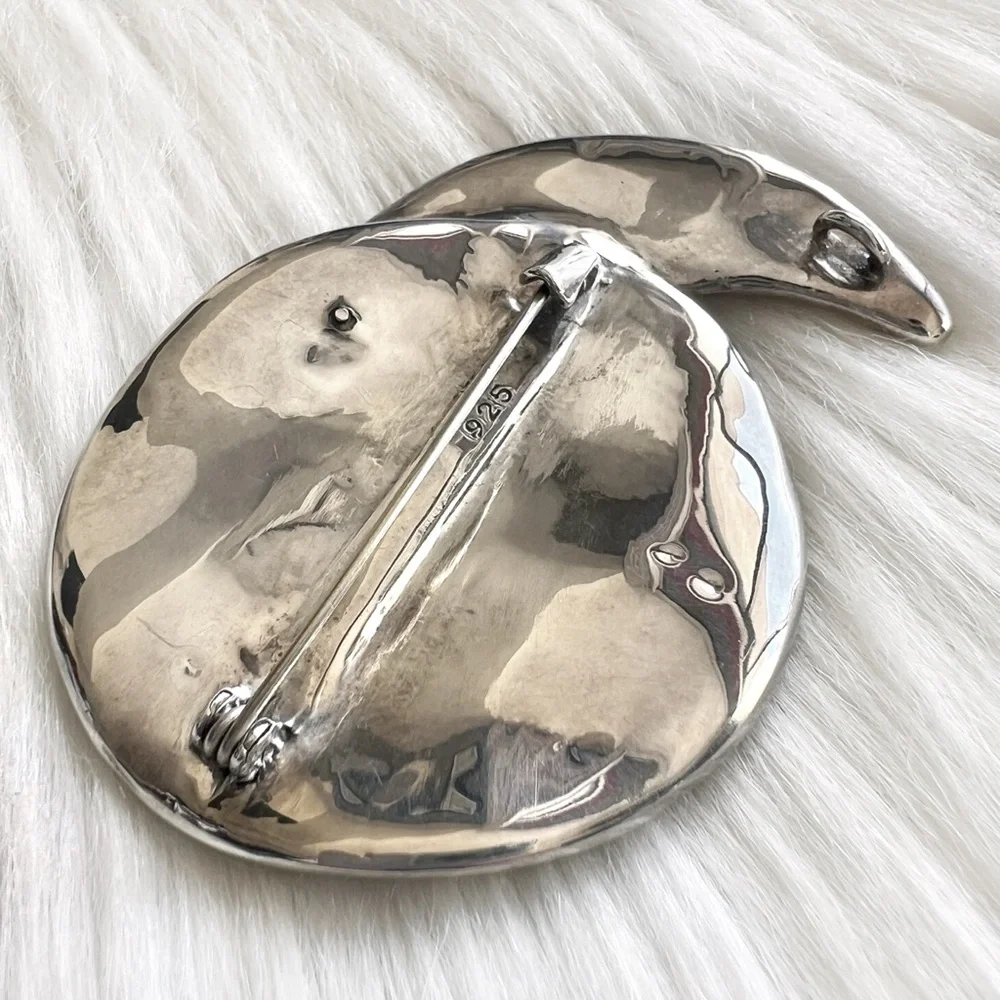 XL Vintage Sterling Silver Sun & Moon Pendant / Brooch • Electroformed Pin